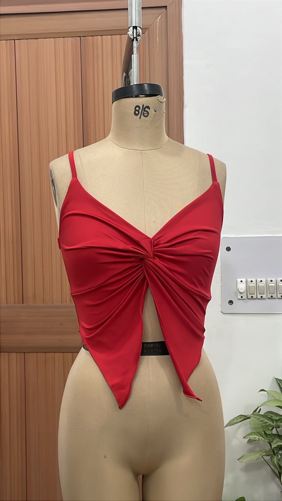 TANDUL Women Twist-Front Red Handkerchief Hem Camisole Top