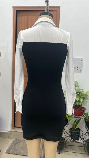 TANDUL Women Chic Pre-styled Two-Tone Bodycon Dress