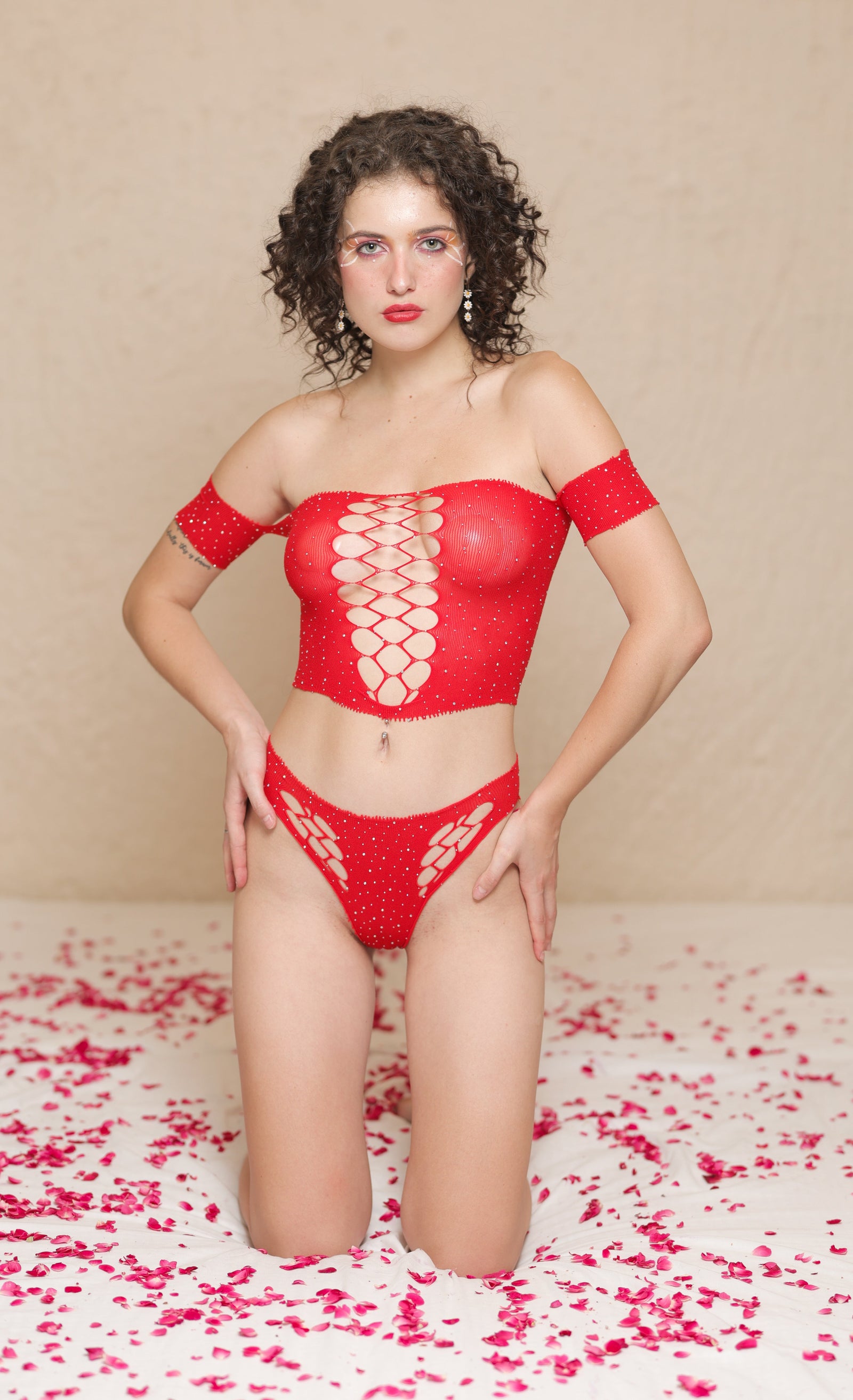 ELTIRE Elegant Red Two Piece Lingerie Set