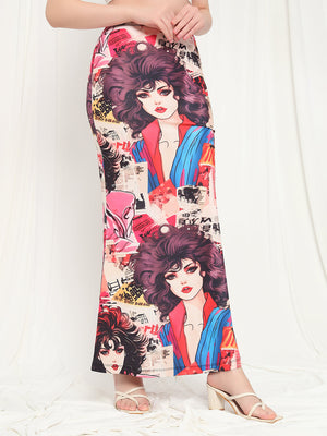 TANDUL  Women Printed Straight Multicolor Skirt