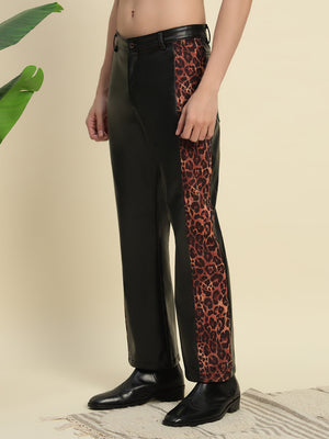 TANDUL Men's Leather Trouser with Printed Detailes