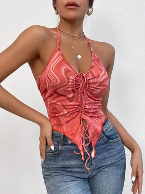 TANDUL  Casual Sleeveless Printed Women Red Top