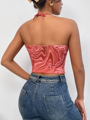 TANDUL  Casual Sleeveless Printed Women Red Top
