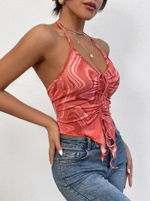 TANDUL  Casual Sleeveless Printed Women Red Top
