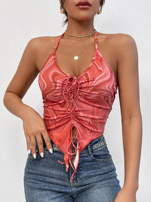 TANDUL  Casual Sleeveless Printed Women Red Top