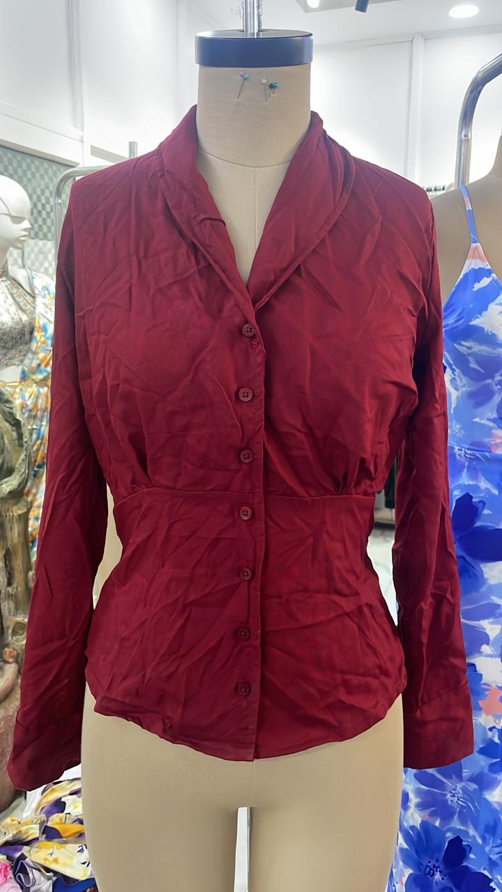 TANDUL Women Stylish Maroon Full Sleeve Shirt