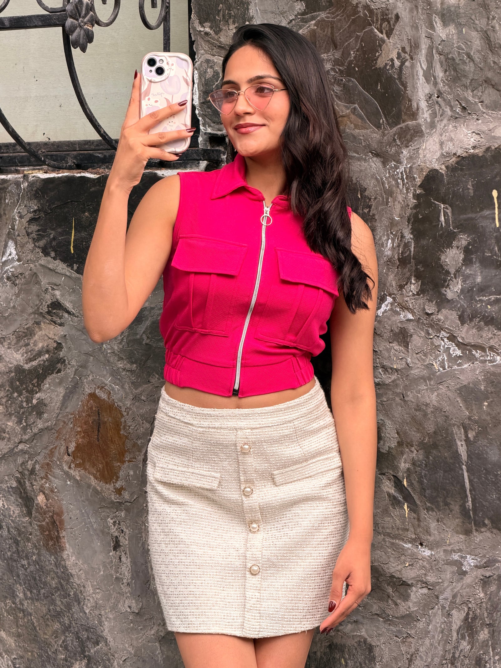 TANDUL Women Chic Fuchsia Pink Top