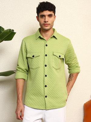 TANDUL Men's Stylish Green Quilt Jacket