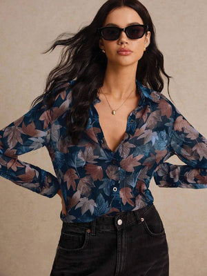 TANDUL  Women Relaxed Fit Fit Printed Spread Collar Casual Shirt
