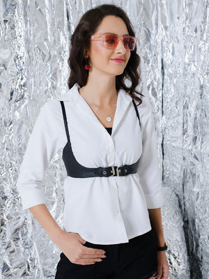 TANDUL  Casual Sleeveless Solid Women Black Top