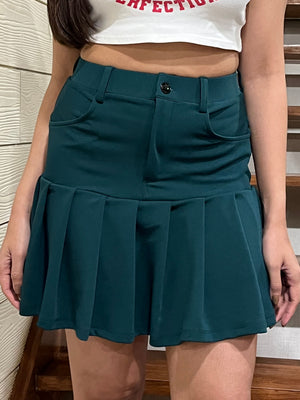 TANDUL Women Stunning Green Knife Pleated Skirt