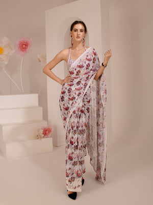 ELTIRE Exquisite Printed Bollywood Style Georgette Saree