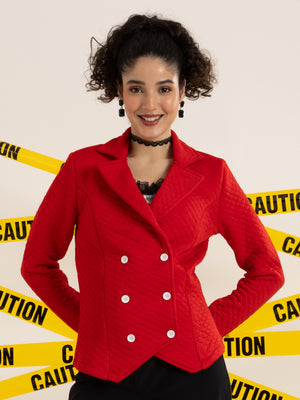 TANDUL Women Elegant Red Blazer