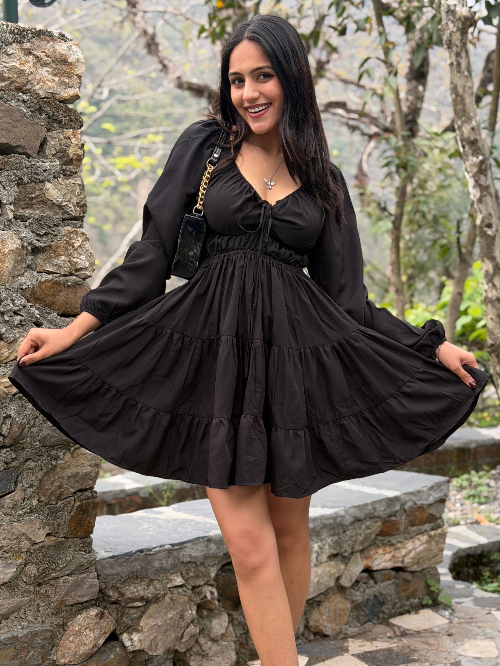 TANDUL  Women Fit and Flare Black Dress