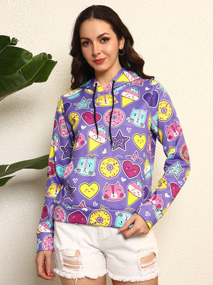 TANDUL Women Purple Printed Hoodie