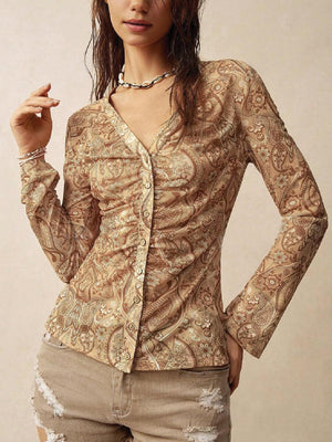 TANDUL  Women Comfort Fit Fit Printed Slim Collar Casual Shirt