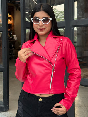 TANDUL Women Stunning Pink Leather Jacket