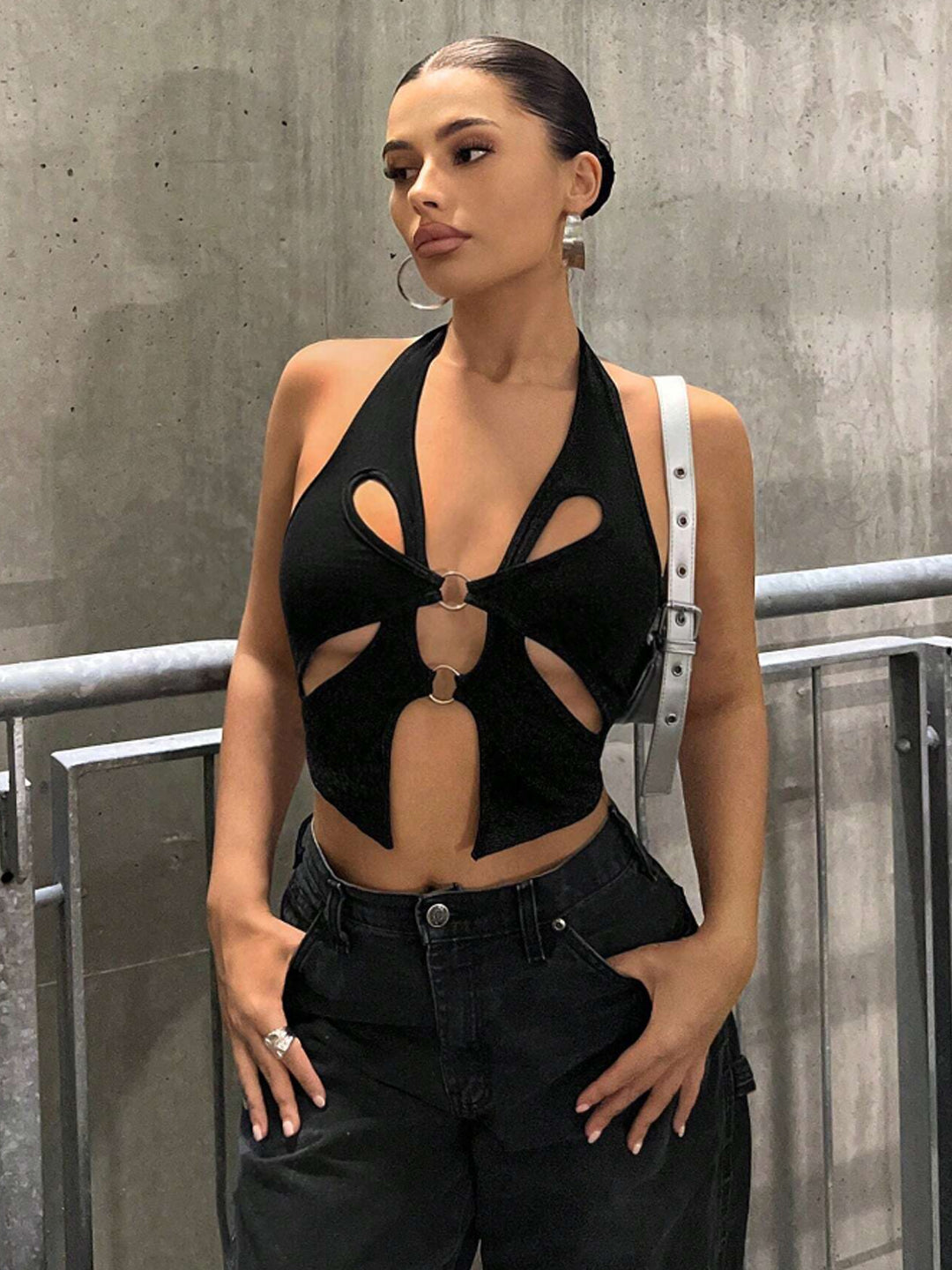 TANDUL  Casual Sleeveless Solid Women Black Top