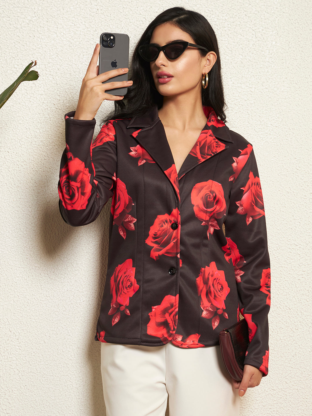 TANDUL Women Stunning Rose Printed Blazer
