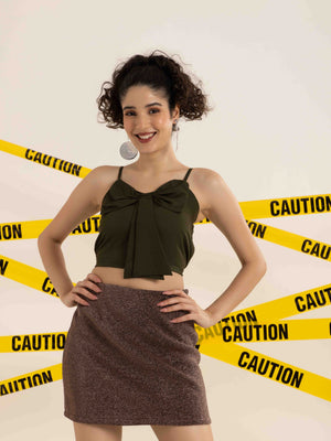 TANDUL Casual Sleeveless Solid Women Green Top