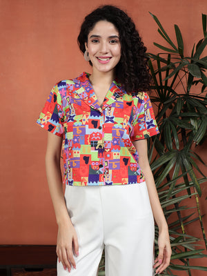 Women Regular Fit Printed  Collared Casual Shirt