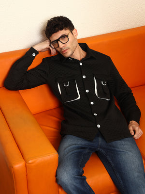 TANDUL Men's Stylish Black Quilt Jacket