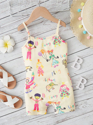 TANDUL Girls Above Knee Casual Dress (Multicolor, Sleeveless)