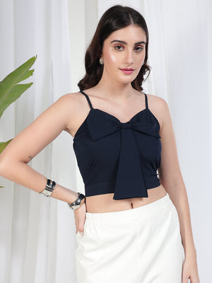 Casual Sleeveless Solid Women Blue Top