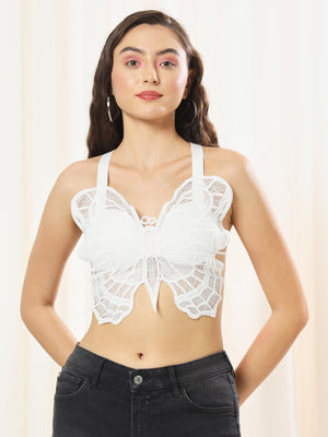 TANDUL  Casual Sleeveless Solid Women White Top