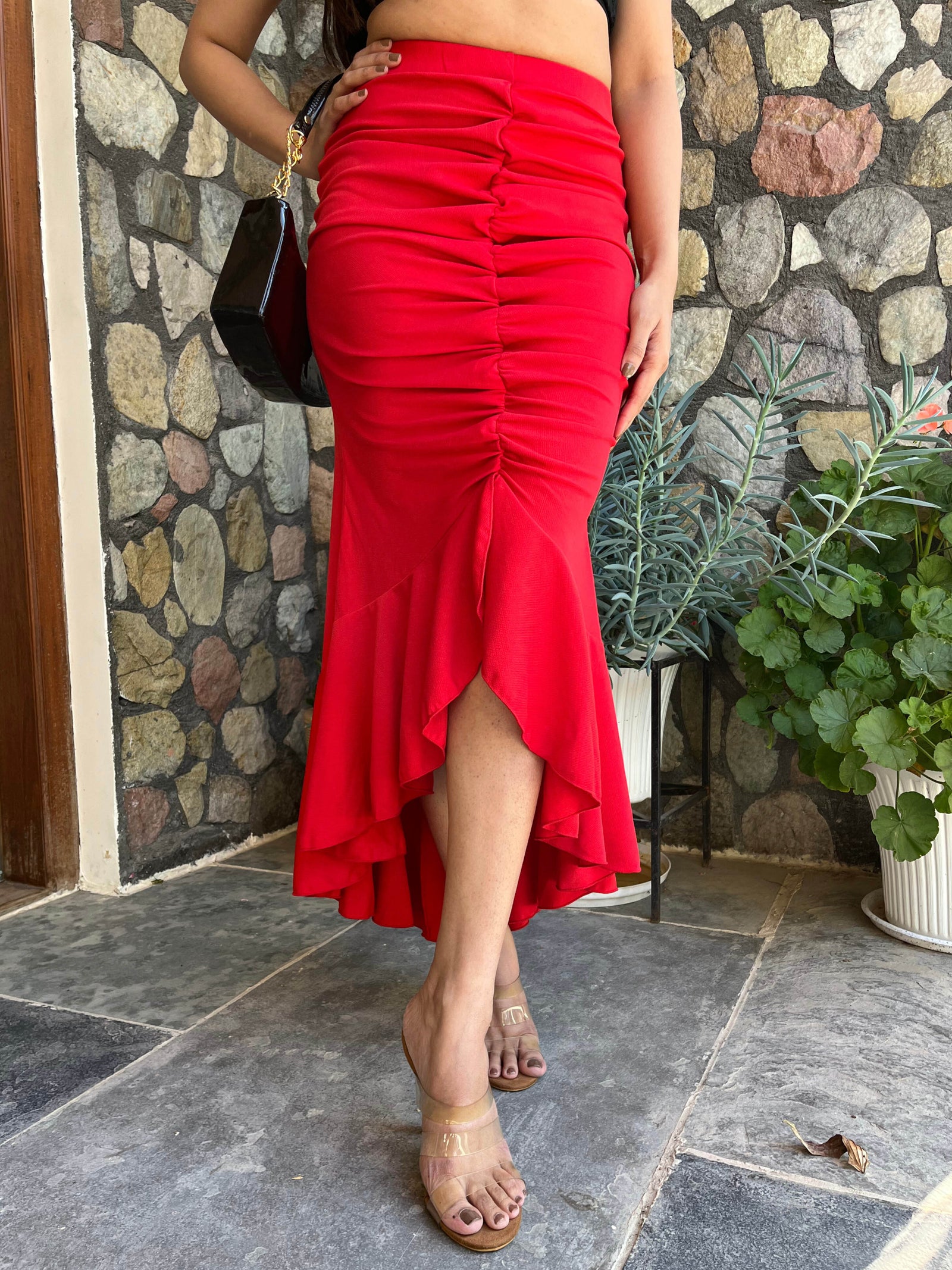 TANDUL Women Stunning Red Skirt