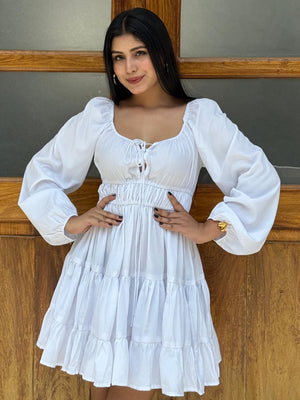 TANDUL Women White  Solid Flared Dress