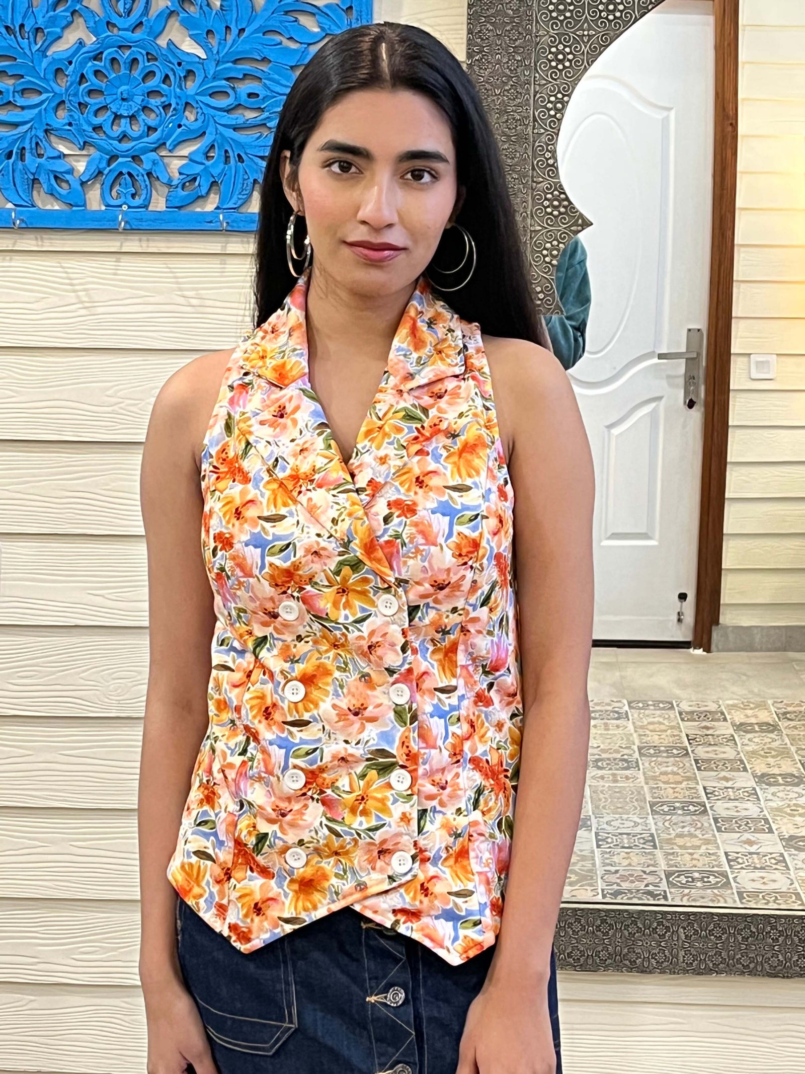 TANDUL Floral Print Women Waistcoat