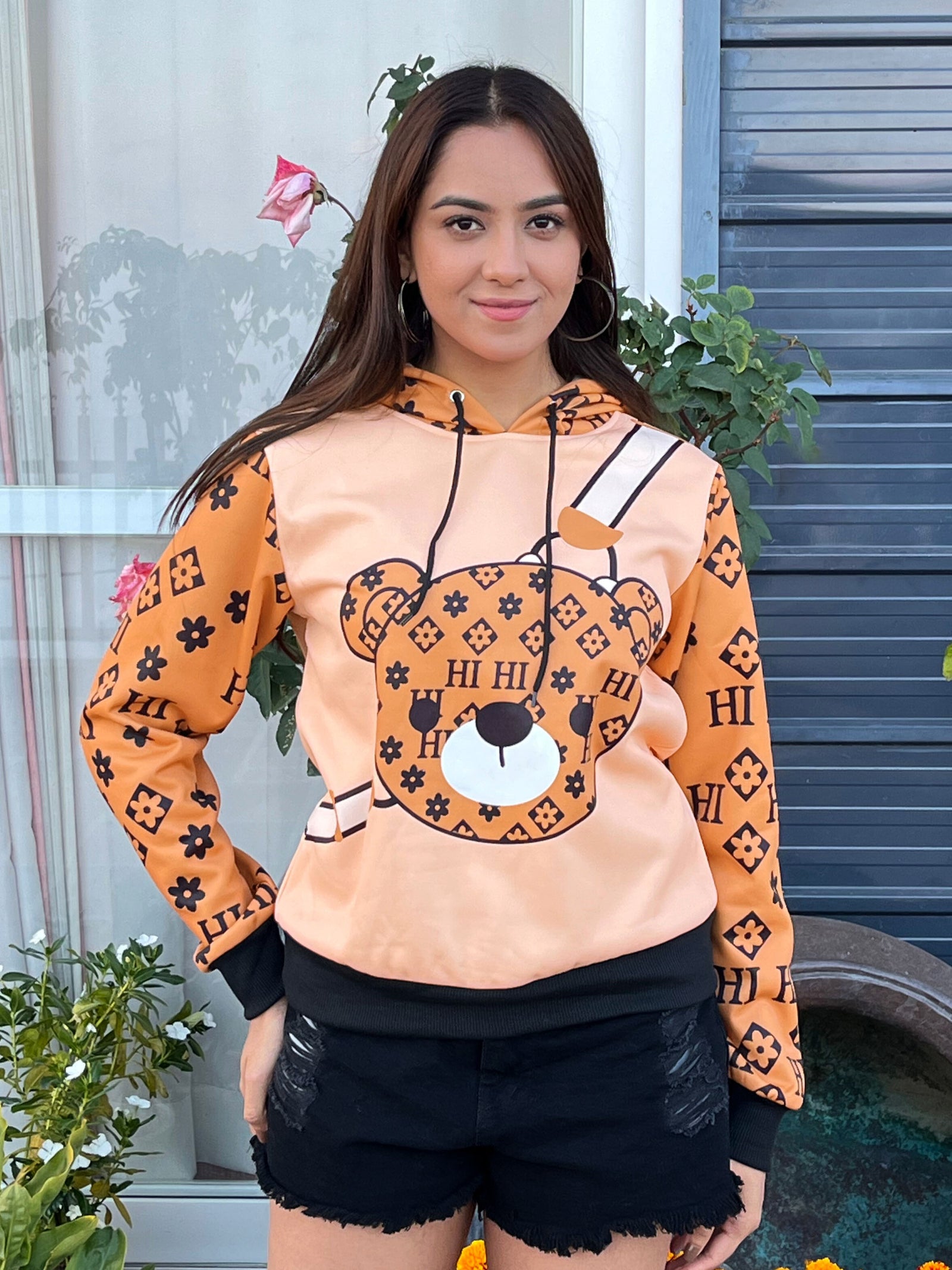TANDUL Women Stylish Bear Printed Hoodie