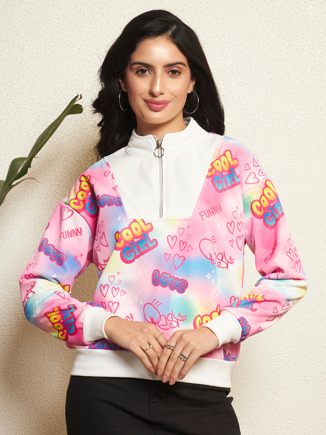 TANDUL Women Vibrant Pink Sweatshirt