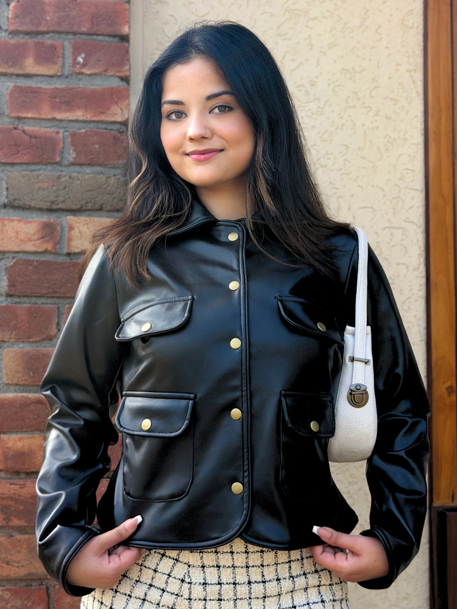 TANDUL Women Timeless Black Leather Jacket