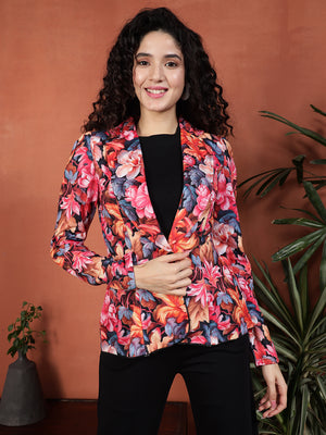 TANDUL Women Multi Color Floral Printed Blazer