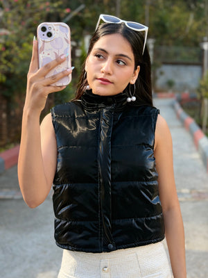 TANDUL Women Sleek Black Shinner Jacket