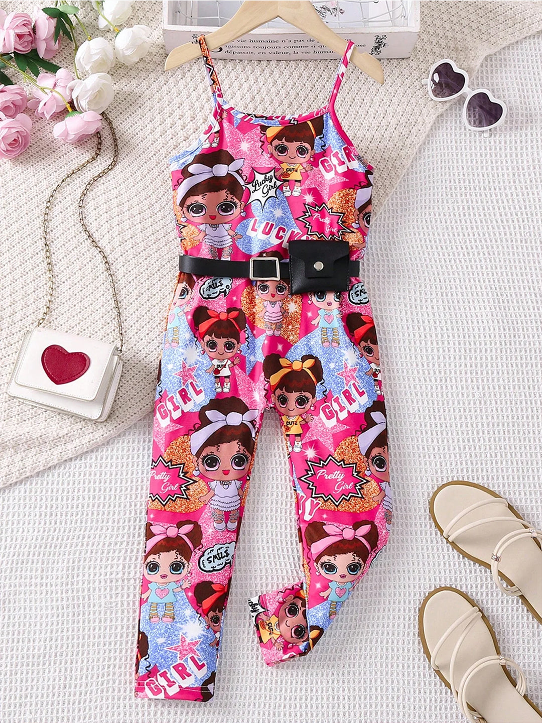 TANDUL Dungaree For Girls Casual Printed Polyester  (Multicolor, Pack of 1)