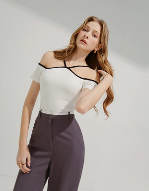 TANDUL  Casual Cold Shoulder Sleeves Solid Women White Top
