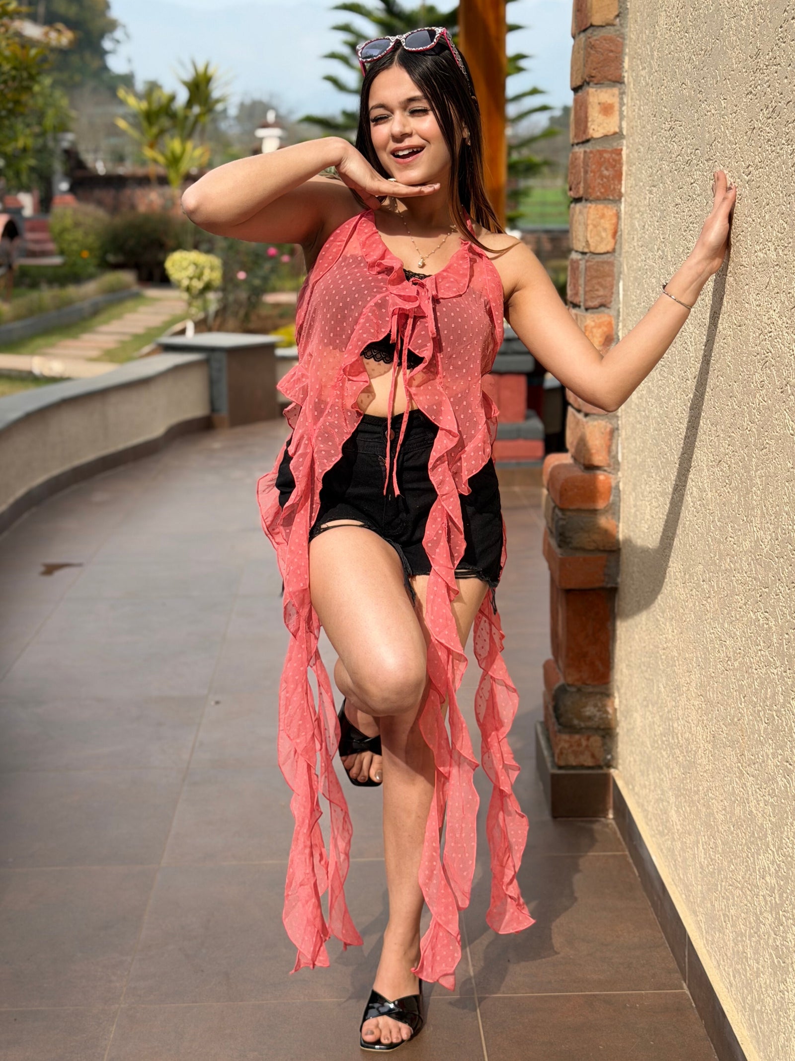 TANDUL Women Stunning Georgette Pink TOP