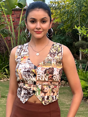 TANDUL Women Multicolor Printed Waistcoat