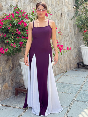 TANDUL Women Purple and White Long Flared Dress