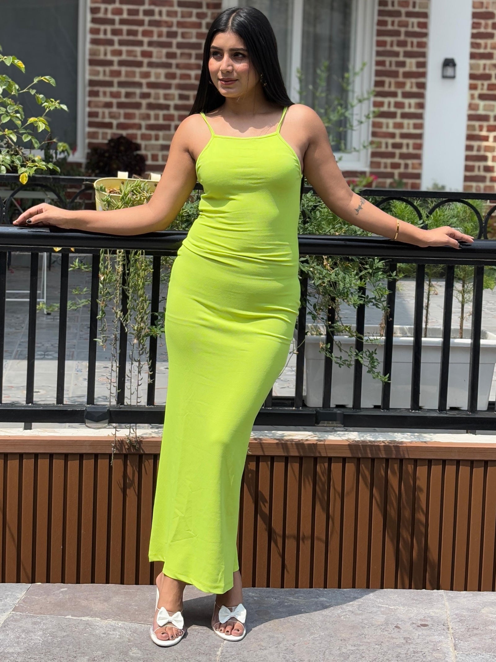 TANDUL Women Solid Neon Green Dress