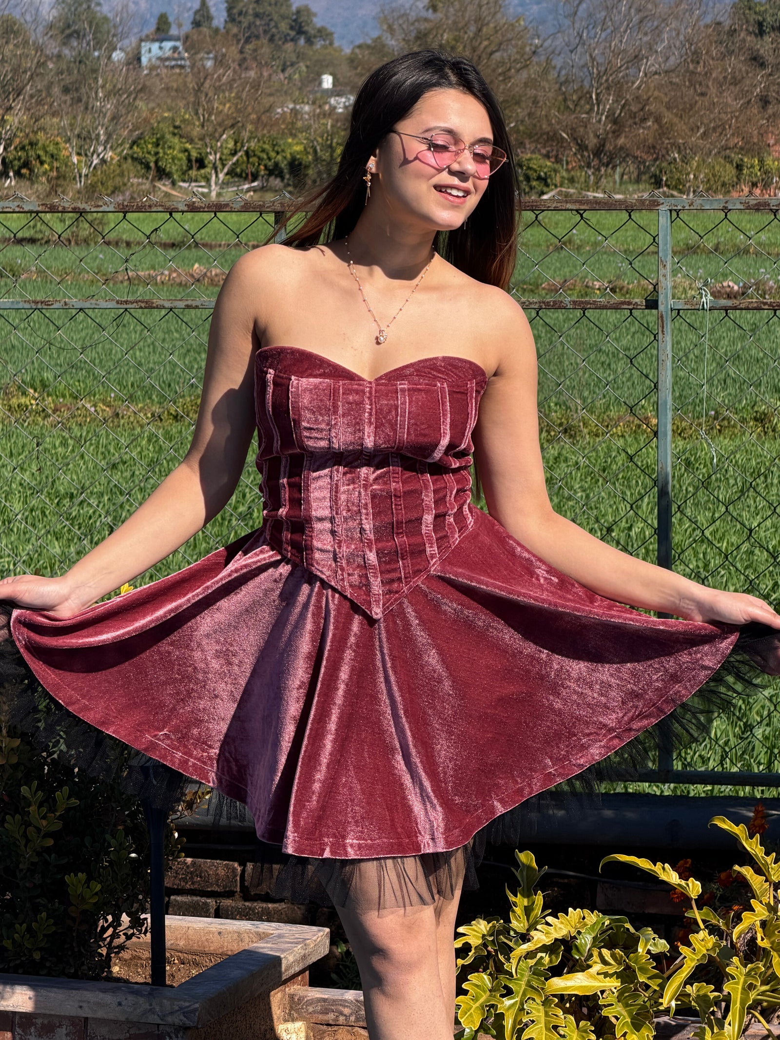 TANDUL Women Luxurious Pink Velvet Co-ord Set