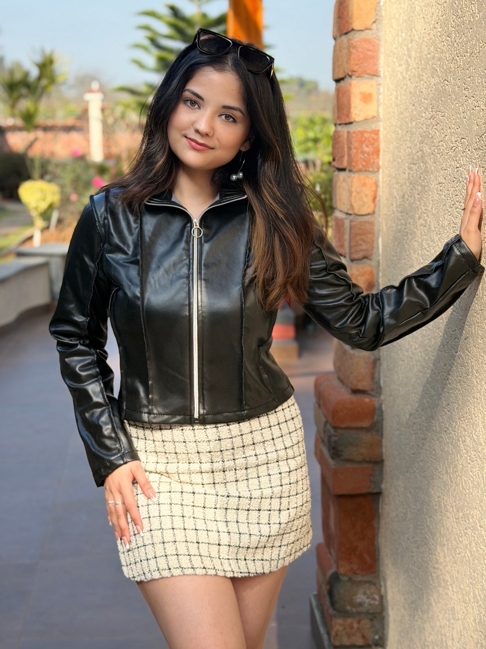 TANDUL Women Sleek Black Leather Jacket