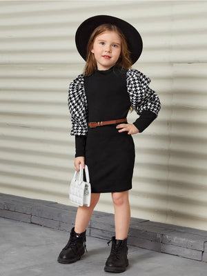 TANDUL Girls Above Knee Casual Dress (Multicolor, Full Sleeve)