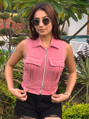 TANDUL Women Pink Jacket Style Top