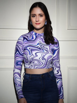 TANDUL  Casual Regular Sleeves Printed Women Purple Top