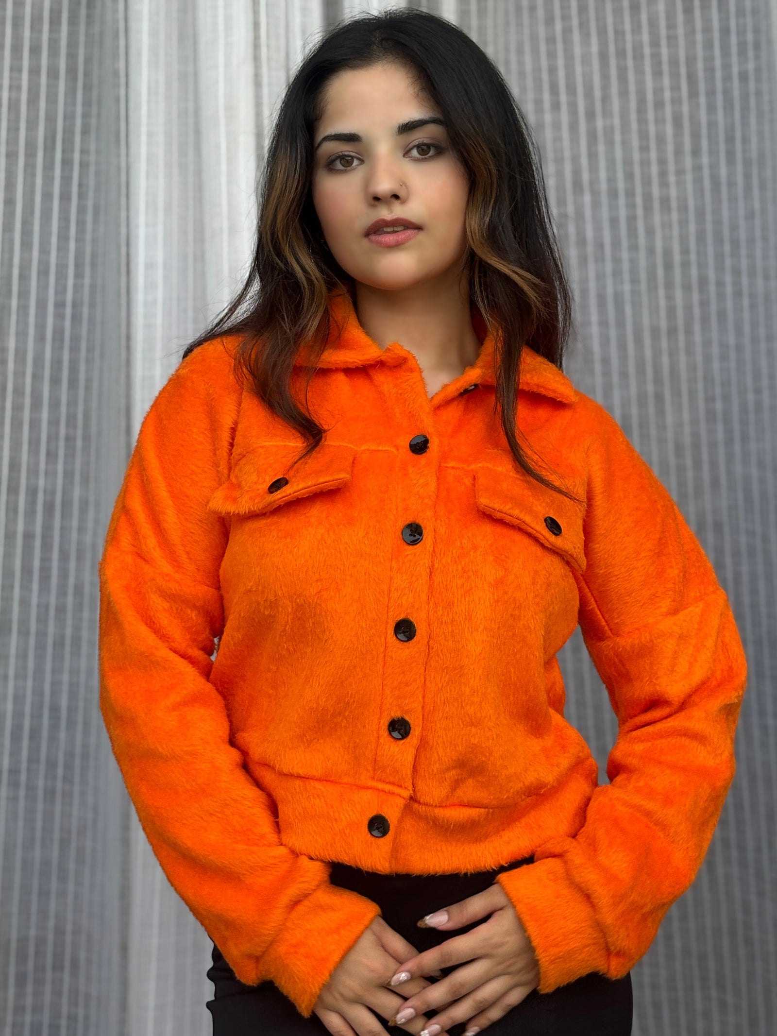 TANDUL Women Orange Fur Jacket
