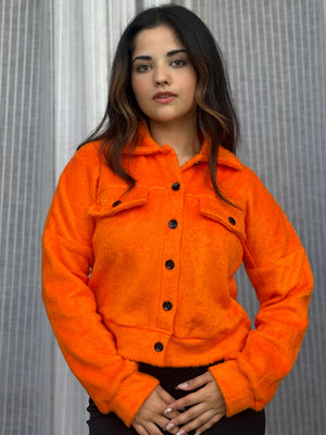 TANDUL Women Orange Fur Jacket